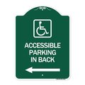 Signmission Accessible Parking on Left Arrow W/ Graphic, Green & White Aluminum Sign, 18" x 24", GW-1824-24356 A-DES-GW-1824-24356
